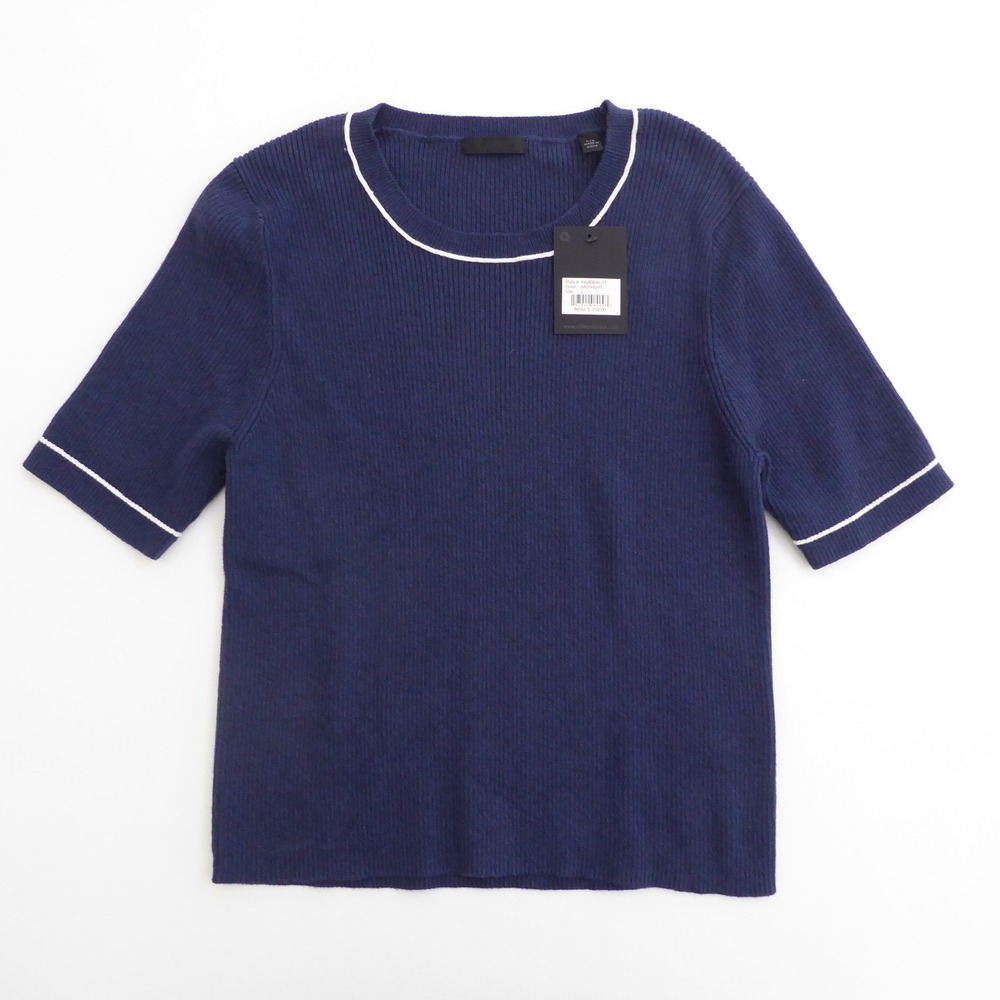 ATM Anthony Thomas Melillo Womens Sweater Midnight Blue Ribbed Cashmere Large